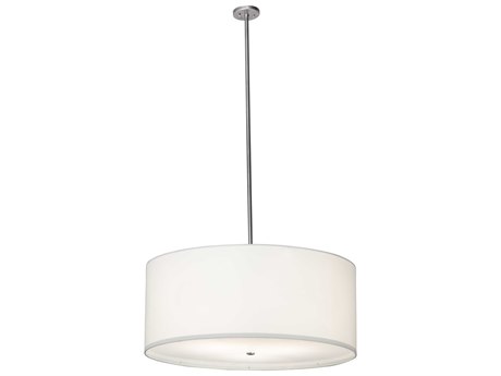 Meyda Cilindro 3-Light Brushed Nickel White Drum Pendant