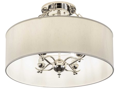 Meyda Cilindro 4-Light Polished Nickel White Drum Semi Flush Mount