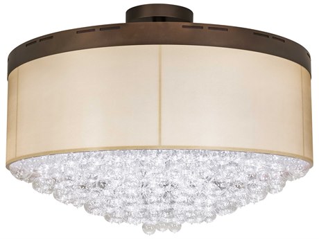 Meyda Cilindro Mahogany Bronze Brown Glass LED Drum Semi Flush Mount