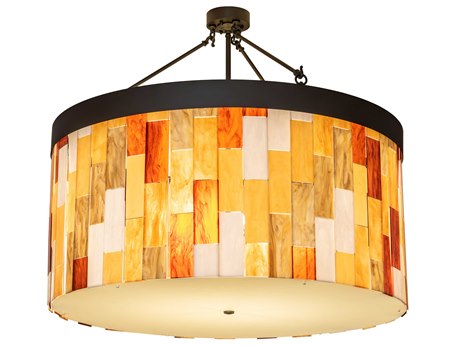 Meyda Cilindro 6-Light Oil Rubbed Bronze Glass LED Semi Flush Mount