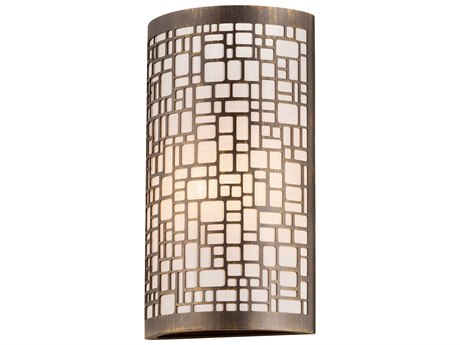 Meyda Cilindro 1-Light Antique Brass White Wall Sconce