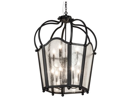 Meyda Citadel 10-Light Textured Black Glass Chandelier