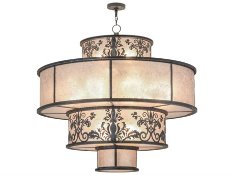 Meyda Clarabella Antique Iron Gate Black Drum Tiered Pendant