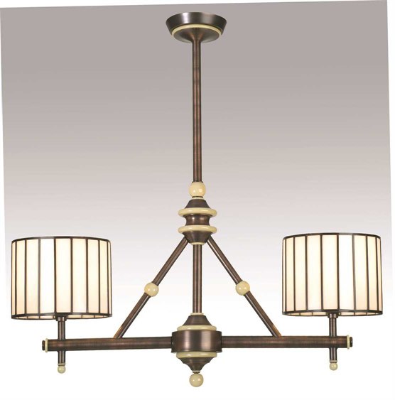 Meyda Contemporary 2-Light Bronze Glass Drum Island Pendant