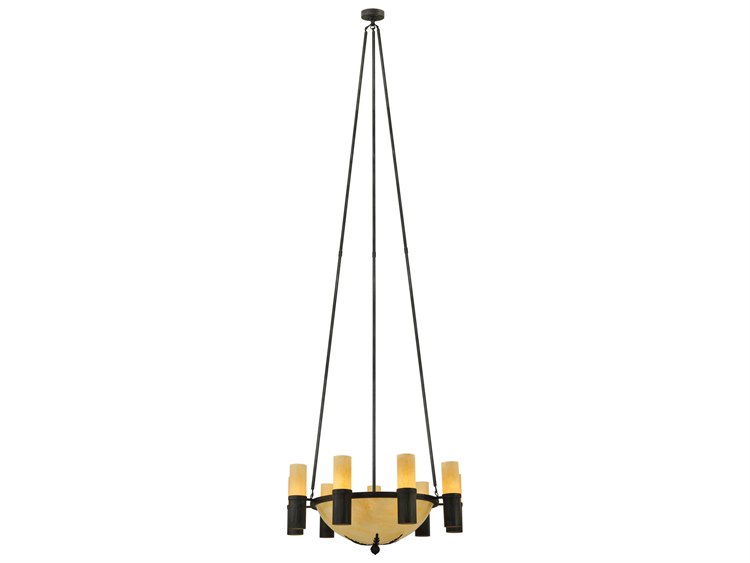 Meyda Contemporary 9-Light Brown Glass Cylinder Chandelier