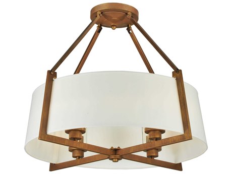 Meyda Lucy 31" 4-Light Brown Drum Semi Flush Mount