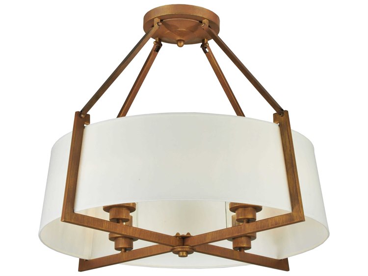Meyda Lucy 4-Light Brown Drum Semi Flush Mount