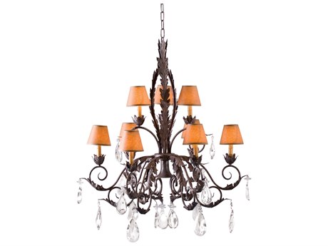 Meyda Country French 10-Light Cajun Spice Brown Crystal Empire Chandelier