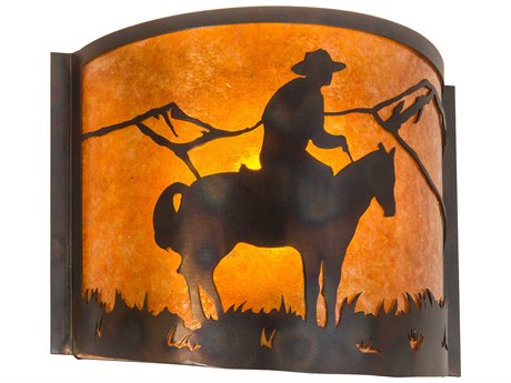 Meyda Cowboy 1-Light Antique Copper Burnished Brown Wall Sconce