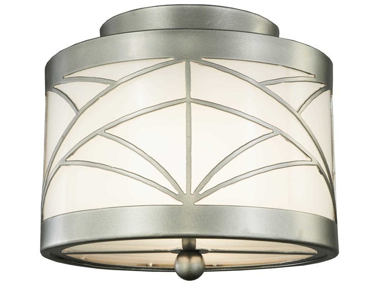 Meyda Deco 2-Light Nickel Drum Flush Mount