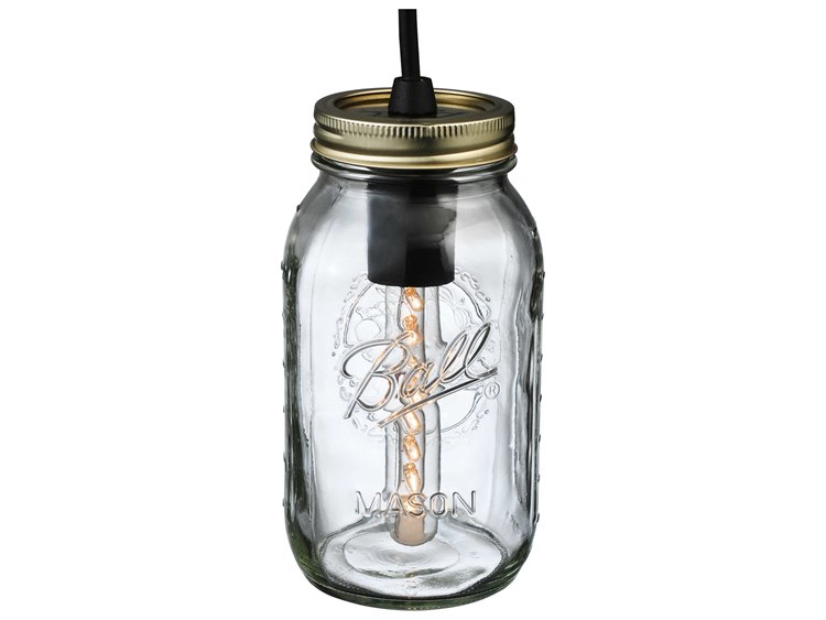 Meyda Mason Jar 1-Light Black Glass Cylinder Mini Pendant