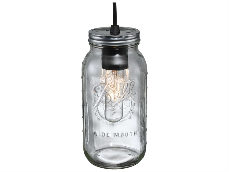 Meyda Mason Jar 1-Light Black Glass Cylinder Lantern Mini Pendant