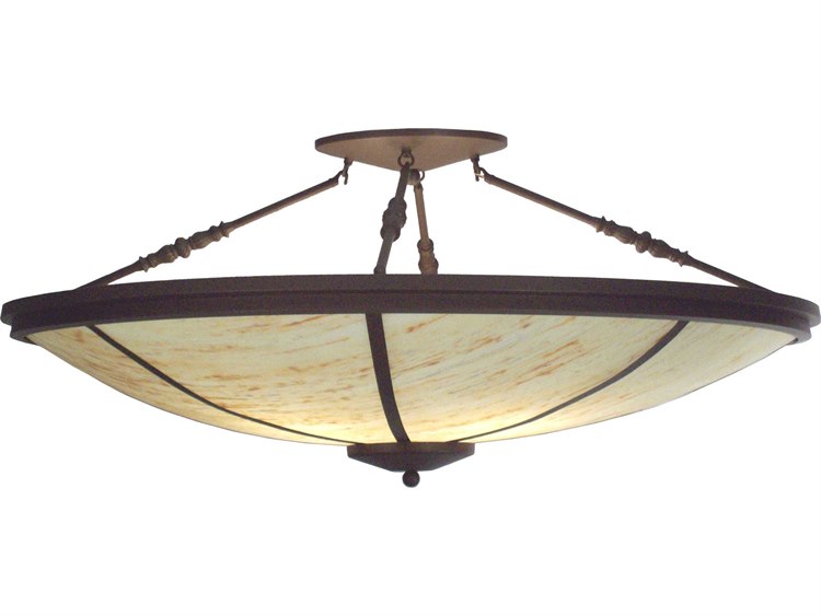 Meyda Deco 45" 4-Light Brown Bowl Semi Flush Mount