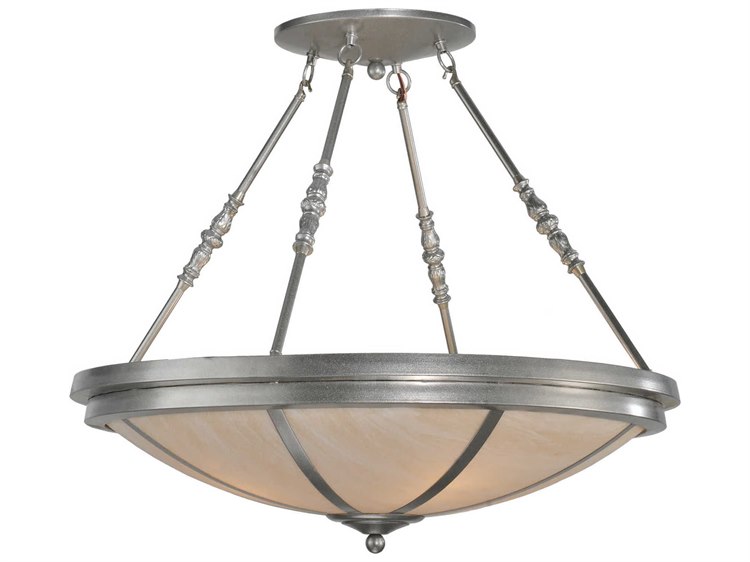 Meyda Deco 4-Light Nickel Bowl Semi Flush Mount