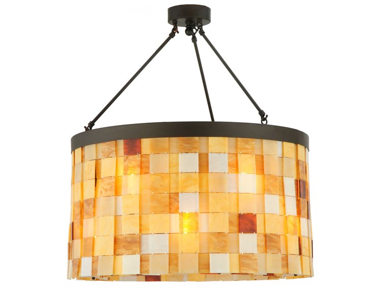 Meyda Deco 12-Light Black Tiffany Drum Semi Flush Mount