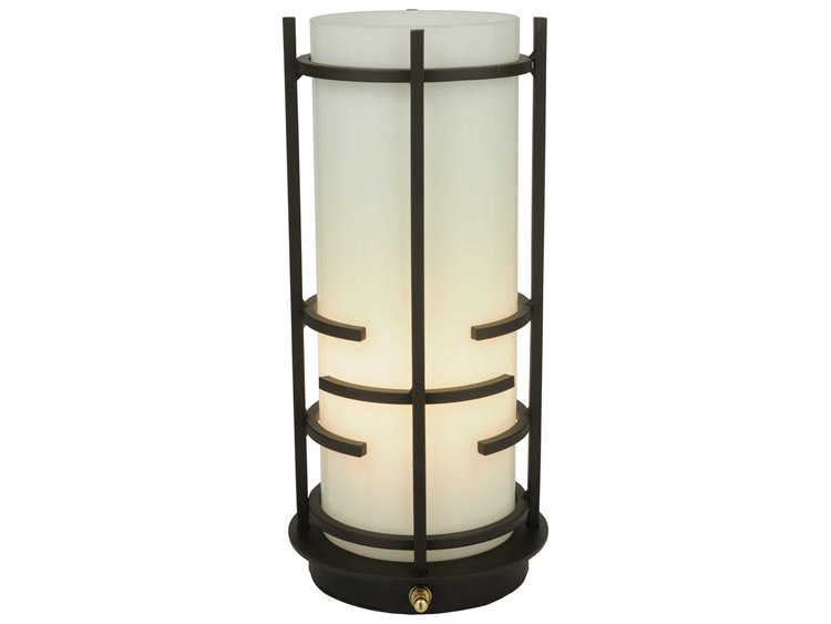 Meyda Deco Beige Lantern Bronze Table Lamp