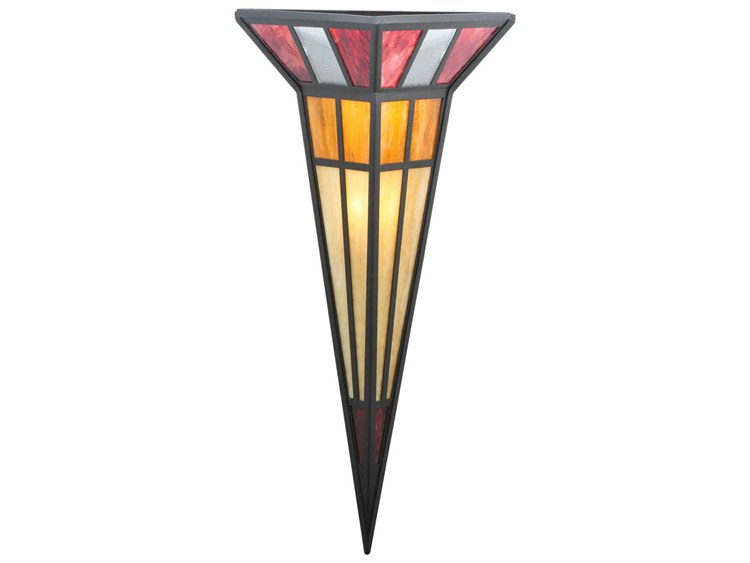 Meyda Deco 2-Light Black Glass Wall Sconce