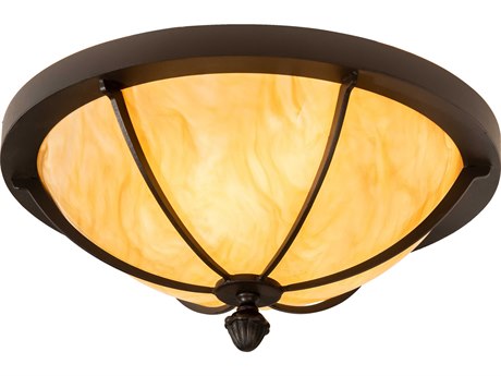 Meyda Dominga 3-Light Wrought Iron Gray Bowl Flush Mount