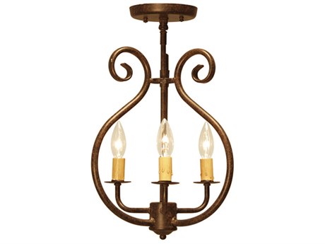 Meyda Easton 3-Light Chestnut Brown Semi Flush Mount