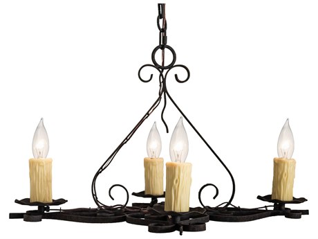 Meyda Elianna 4-Light Distressed Chestnut Brown Candelabra Chandelier