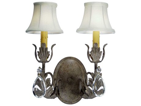 Meyda Esther 2-Light Pate Gray Crystal Wall Sconce