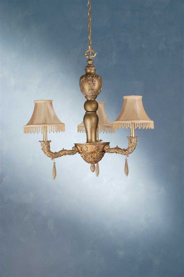 Meyda Fabric 3-Light Brass Empire Chandelier