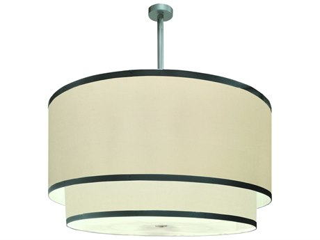 Meyda Fabric 12-Light Silver Drum Tiered Pendant