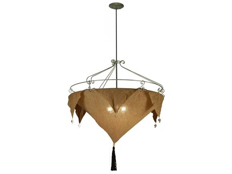 Meyda Fabric 3-Light Brown Pendant
