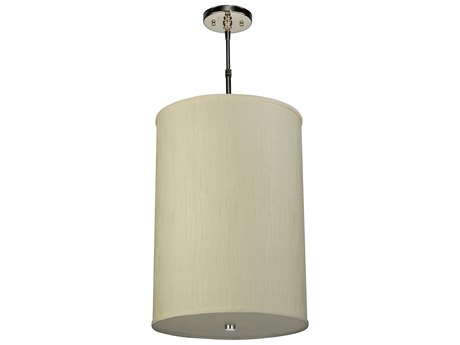 Meyda Fabric 14" 3-Light Nickel Cylinder Pendant