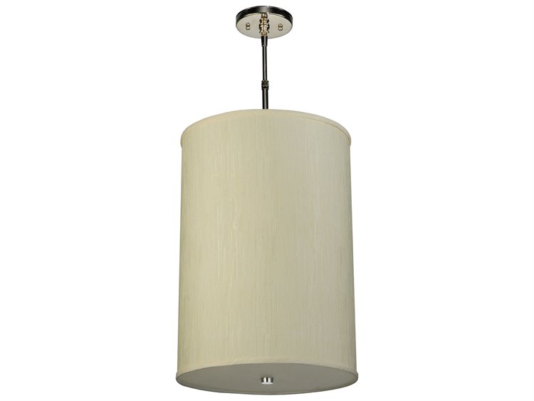 Meyda Fabric 3-Light Nickel Cylinder Pendant
