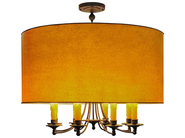 Meyda Fabric 8-Light Bronze Cylinder Pendant