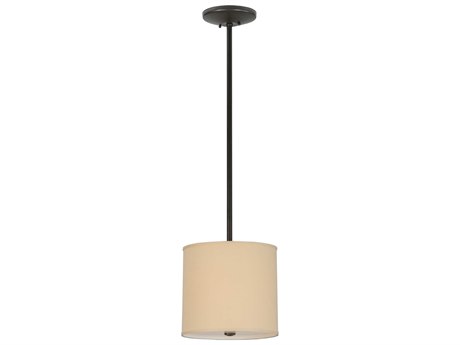 Meyda Fabric 1-Light Brown Drum Pendant