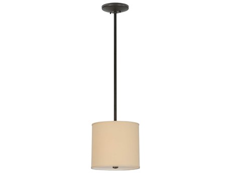 Meyda Fabric 12" 1-Light Brown Drum Pendant