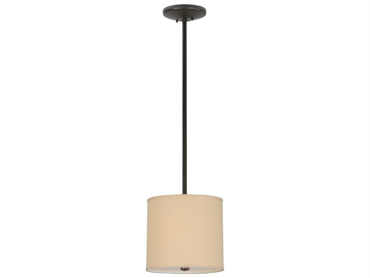 Meyda Fabric 1-Light Brown Drum Pendant