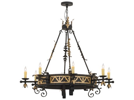 Meyda Filomena Blackwash gold Accent Candelabra Round Chandelier