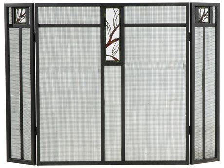 Meyda Pine Branch Glass Folding Fireplace Screen