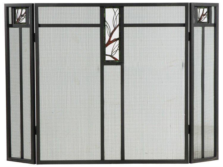 Meyda Pine Branch Glass Folding Fireplace Screen