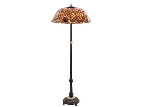 Meyda Fishscale Glass Tiffany Mahogany Bronze Floor Lamp