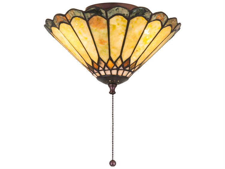 Meyda Carousel 3-Light Bronze Tiffany Flush Mount