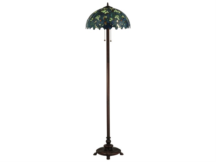 Meyda Nightfall Wisteria Brown Tiffany Floor Lamp