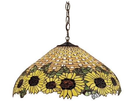 Meyda Floral 3-Light Bronze Tiffany Pendant
