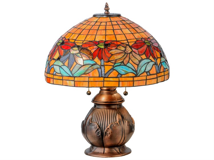 Meyda Black Eyed Susan Copper Tiffany Table Lamp