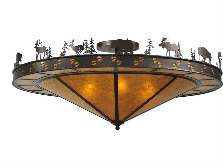 Meyda 6-Light Bronze Geometric Flush Mount