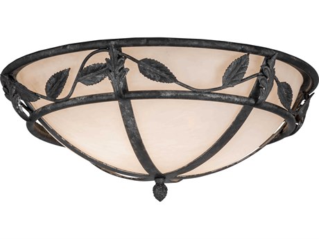 Meyda Estelle 2-Light Black Glass Bowl Flush Mount