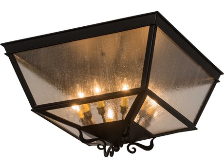 Meyda 10-Light Black Glass Flush Mount