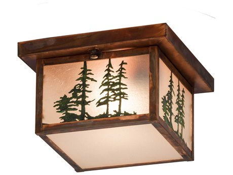Meyda 1-Light Copper Glass Flush Mount