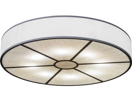 Meyda 8-Light Bronze Glass Drum Flush Mount