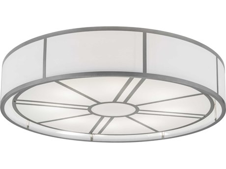 Meyda 8-Light White Glass Drum Flush Mount