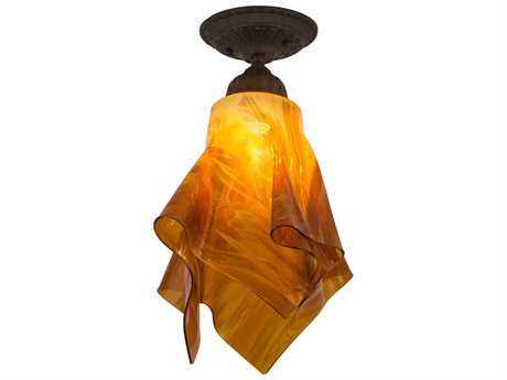 Meyda 1-Light Bronze Glass Flush Mount