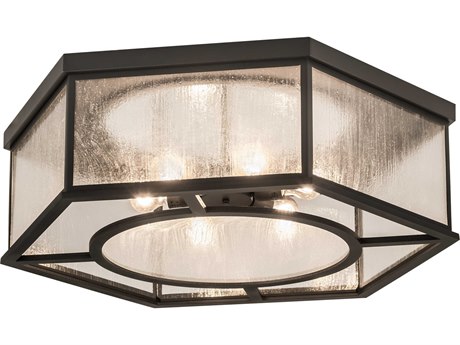 Meyda 6-Light Black Glass Flush Mount